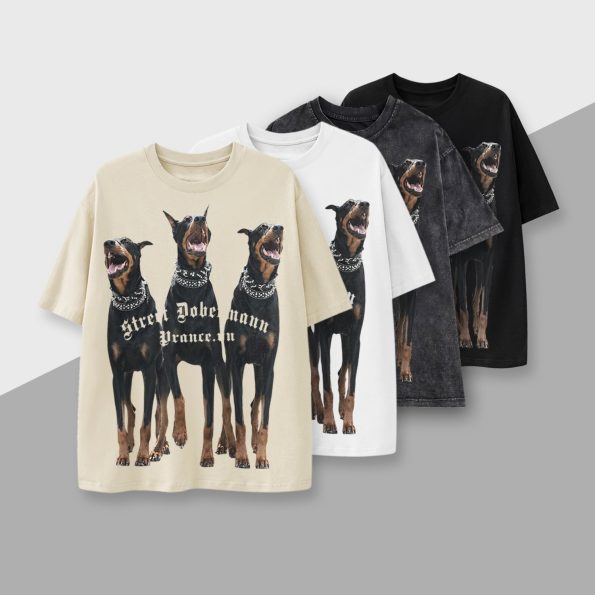Áo Thun hình con Chó Doberman với bốn màu